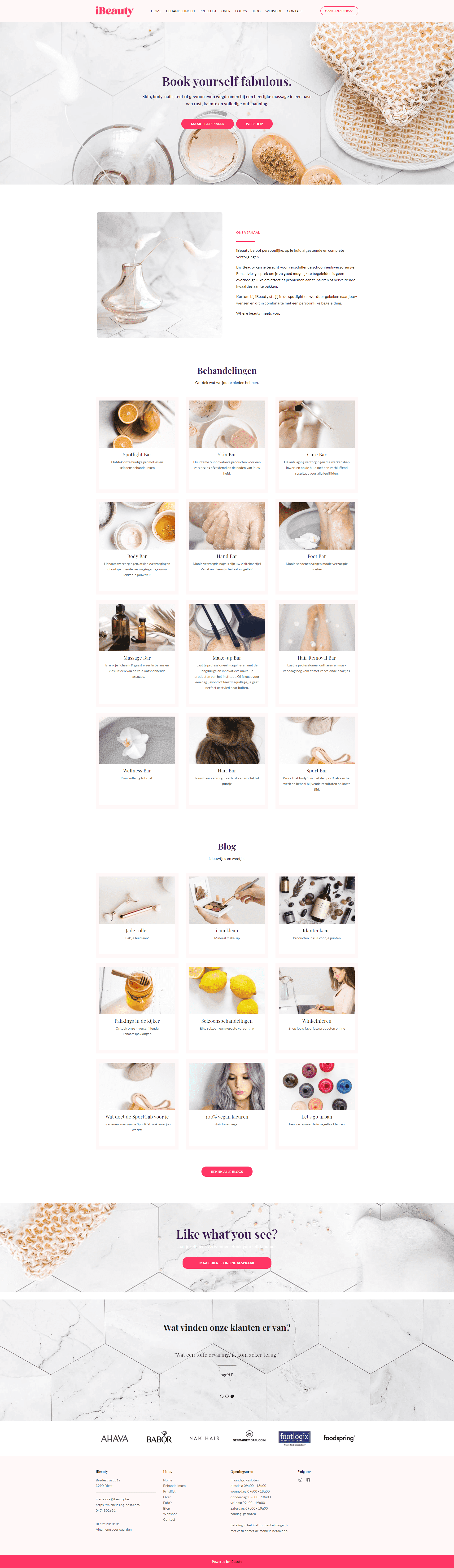 iBeauty website voor schoonheidssalons